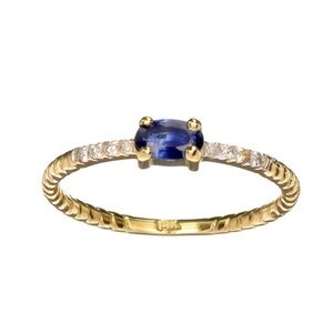 Modern Minimalist SAPPHIRE DIAMOND 14k Stack Ring Beaded Stacking Ring 7 Boho